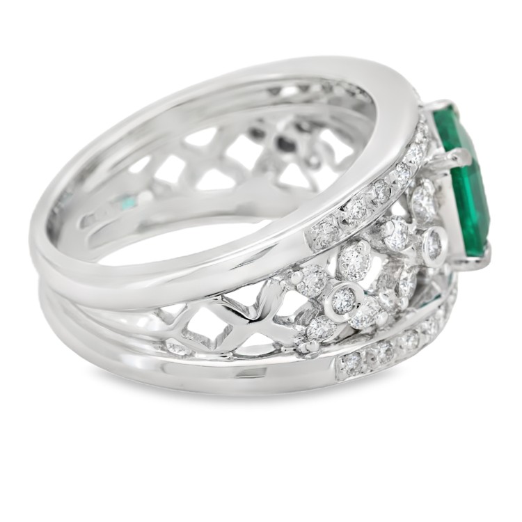 Anello Smeraldo Diamanti ct 0,82 Oro 18 kt