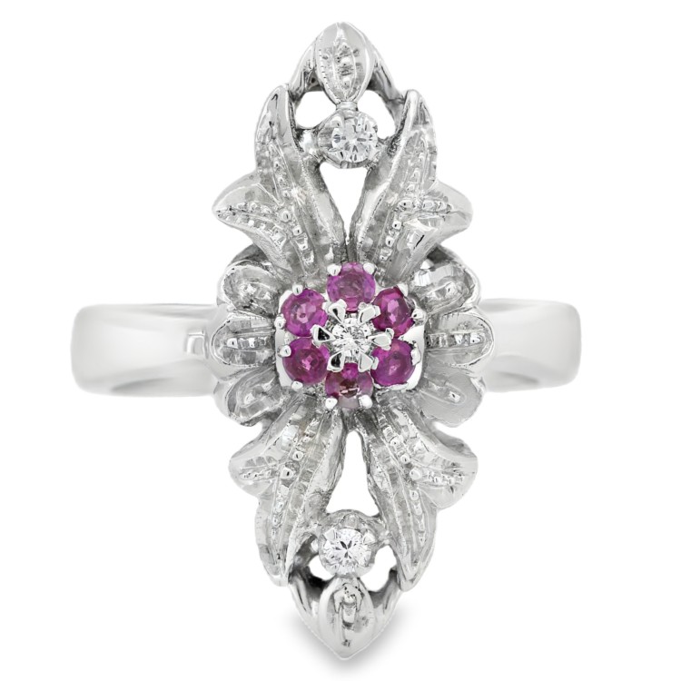 Anello Stile Antico Diamanti ART DECO Diamanti ct 0,06 Oro 18 kt