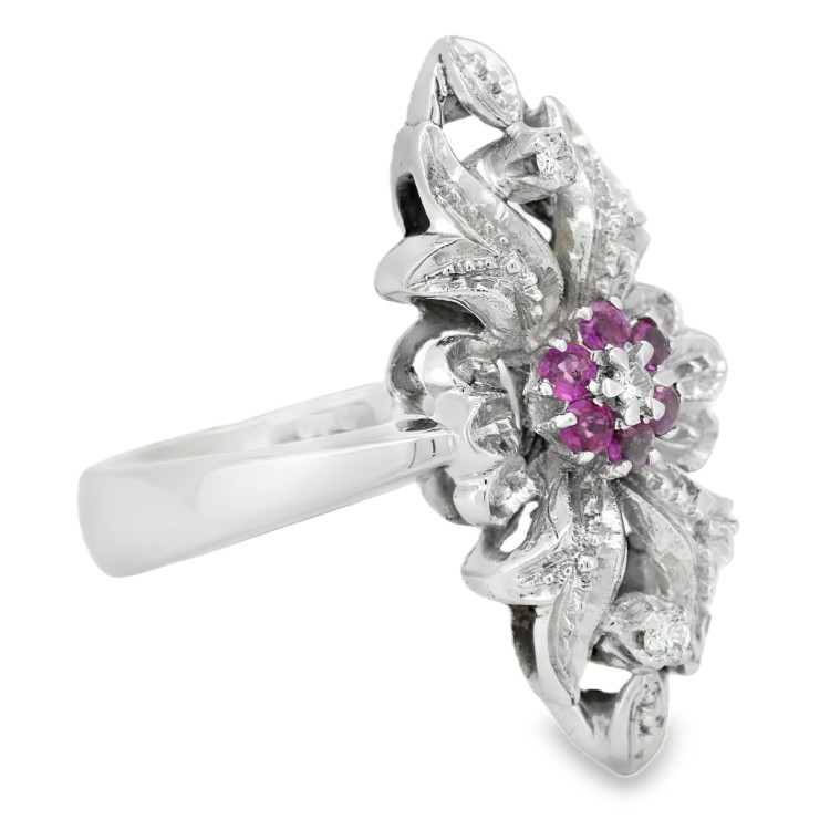 Anello Stile Antico Diamanti ART DECO Diamanti ct 0,06 Oro 18 kt