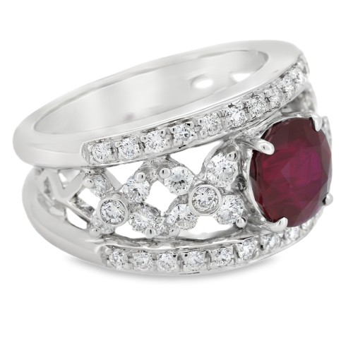 Anello Rubino Diamanti ct 0,98 Oro 18 kt