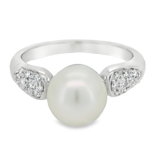 ANELLO Perla Diamanti ct 0,19 Oro 18 kt