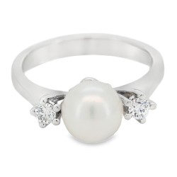 ANELLO Perla Diamanti ct 0,20 Oro 18 kt 2