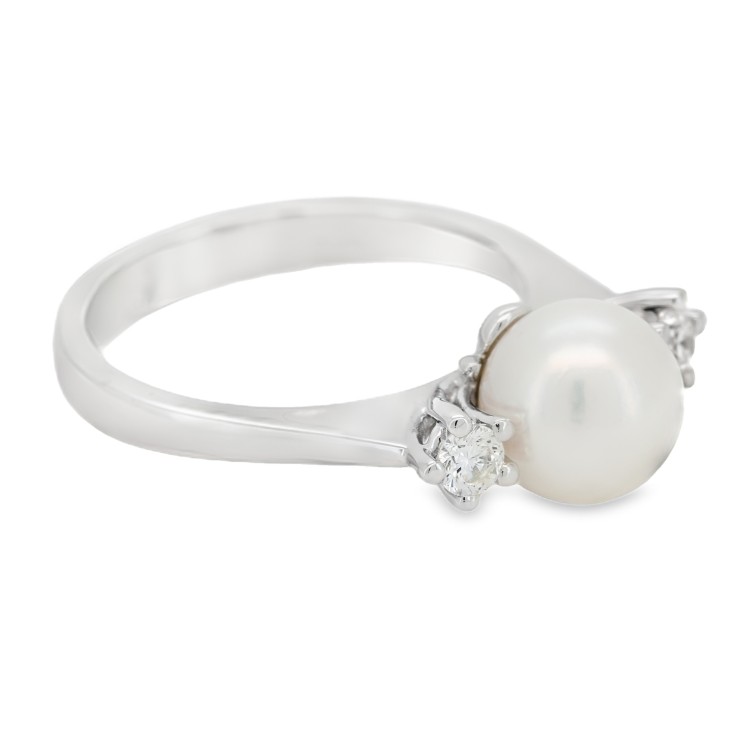 ANELLO Perla Diamanti ct 0,20 Oro 18 kt