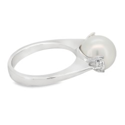 ANELLO Perla Diamanti ct 0,34 Oro 18 kt 2