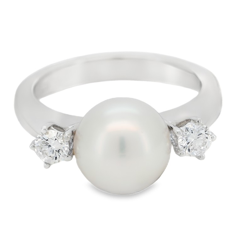 ANELLO Perla Diamanti ct 0,34 Oro 18 kt
