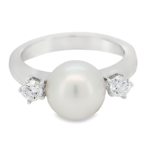 ANELLO Perla Diamanti ct 0,34 Oro 18 kt