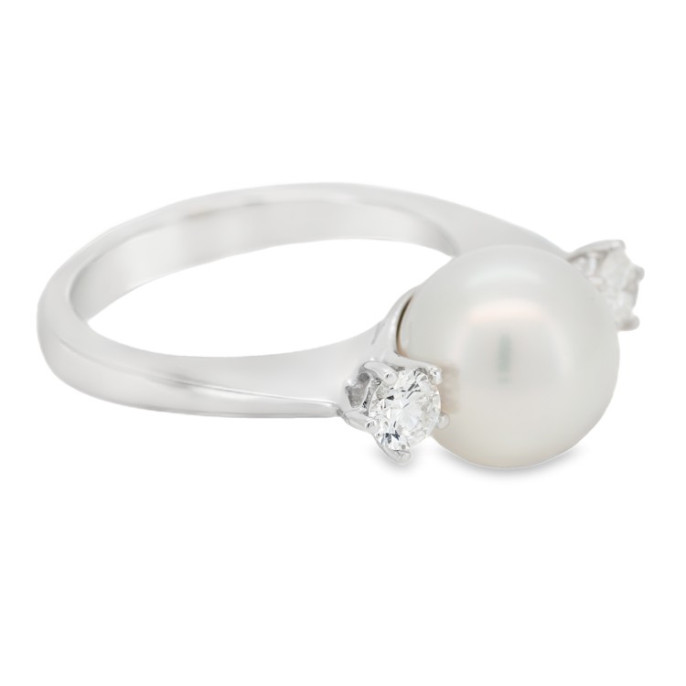 ANELLO Perla Diamanti ct 0,34 Oro 18 kt
