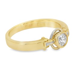 Anello Solitario Diamante ct Taglio Antico 0,32 + 0,10 Oro 18 kt 2