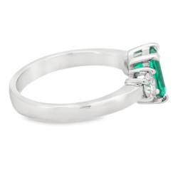 Anello Smeraldo Diamanti ct 0,43 Oro 18 kt 2