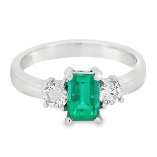 Anello Smeraldo Diamanti ct 0,43 Oro 18 kt