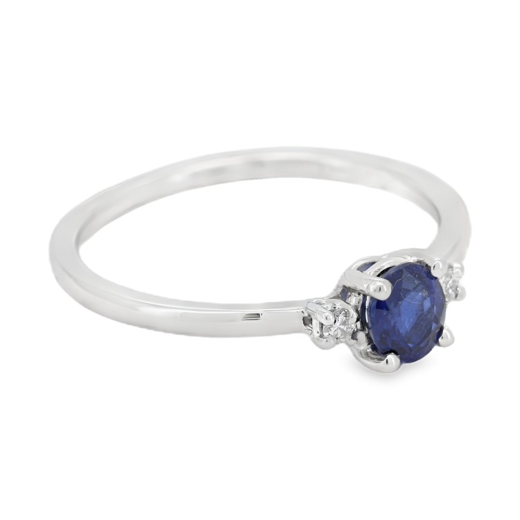 Anello Zaffiro BLU Diamanti ct 0,02 Oro 18 kt
