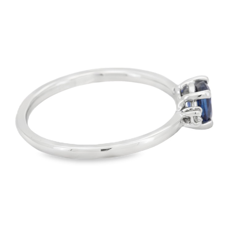 Anello Zaffiro BLU Diamanti ct 0,02 Oro 18 kt