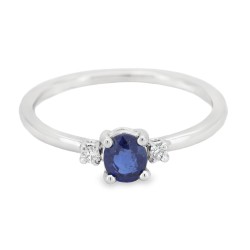 Anello Zaffiro BLU Diamanti ct 0,02 Oro 18 kt 2