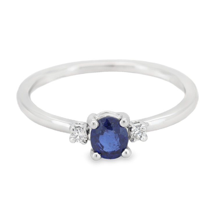Anello Zaffiro BLU Diamanti ct 0,02 Oro 18 kt