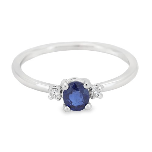 Anello Zaffiro BLU Diamanti ct 0,02 Oro 18 kt