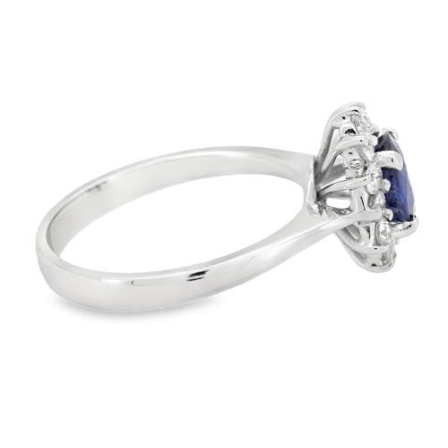 Anello Margherita Zaffiro Diamanti ct 0,39 Oro 18 kt