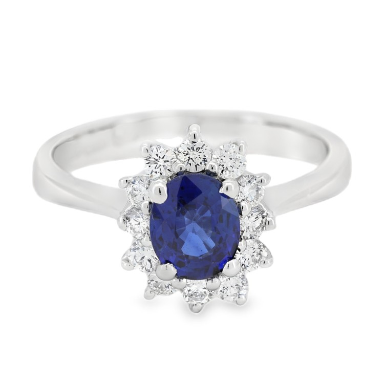 Anello Margherita Zaffiro Diamanti ct 0,39 Oro 18 kt