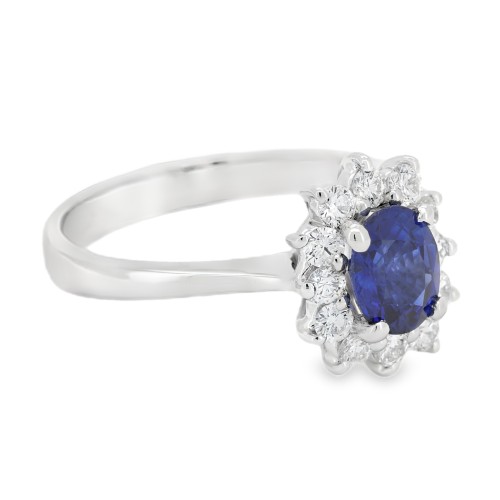 Anello Margherita Zaffiro Diamanti ct 0,39 Oro 18 kt