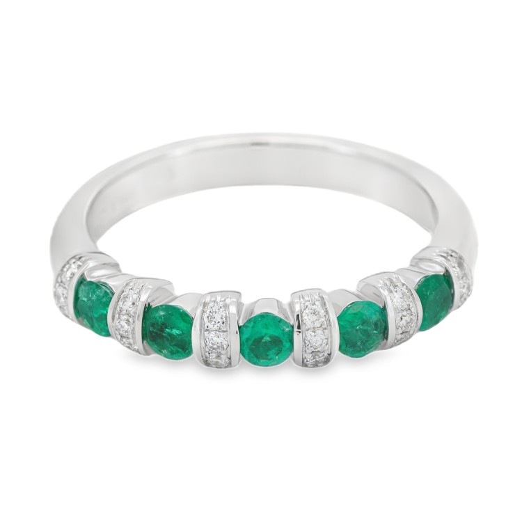 Fedina Riviere Smeraldi Diamanti ct 0,13 Oro 18 kt