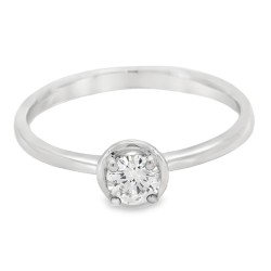 Anello Solitario Diamante Disco ct 0,28 F VVS Oro bianco 18 kt peso 2,17 gr 2