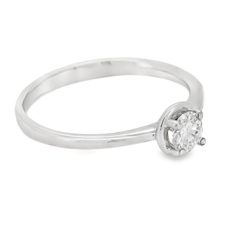 Anello Solitario Diamante Modello Disco ct 0,28 F VVS  Oro bianco 750 °° 18 kt peso 2,15gr