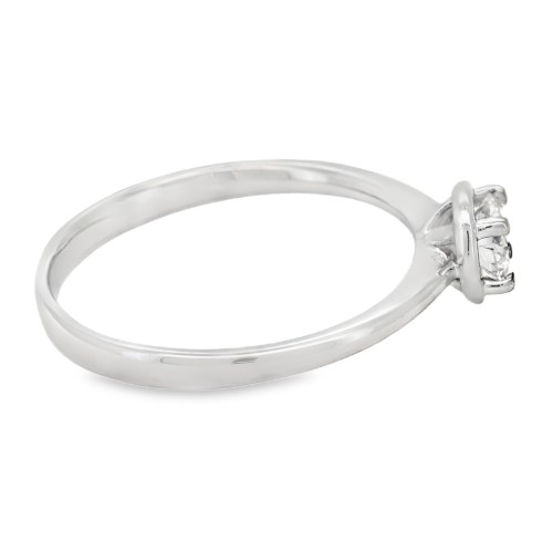 Anello Solitario Diamante Modello Disco ct 0,28 F VVS  Oro bianco 750 °° 18 kt peso 2,15gr