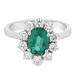 Anello Margherita Smeraldo Ovale ct 1,23 Diamanti ct 0,70 F VS Oro Bianco 18 kt 5,03 gr 2