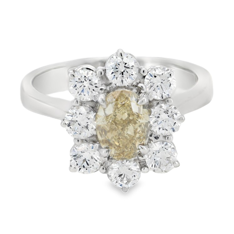 Anello Diamante Fancy Margherita ct 1,12  misura 7 x 5 mm con certificato IGI Diamanti ct 1,05 F VS Oro 750 18 kt 5,32 gr