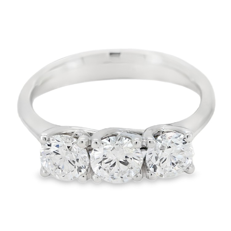 Anello TRILOGY 4GINB Diamante ct 1,50 D IF IGI  Iscizione Laser Oro Bianco 18 kt 4,45 gr