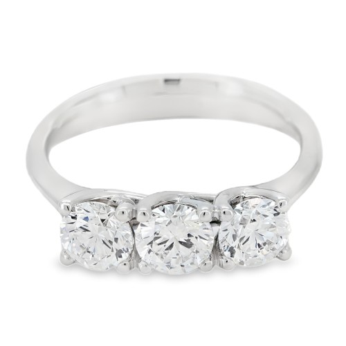 Anello TRILOGY 4GINB Diamante ct 1,50 D IF IGI  Iscizione Laser Oro Bianco 18 kt 4,45 gr