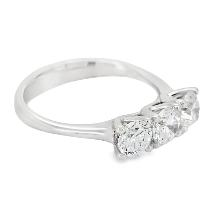 Anello TRILOGY 4GINB Diamante ct 1,50 D IF IGI  Iscizione Laser Oro Bianco 18 kt 4,45 gr