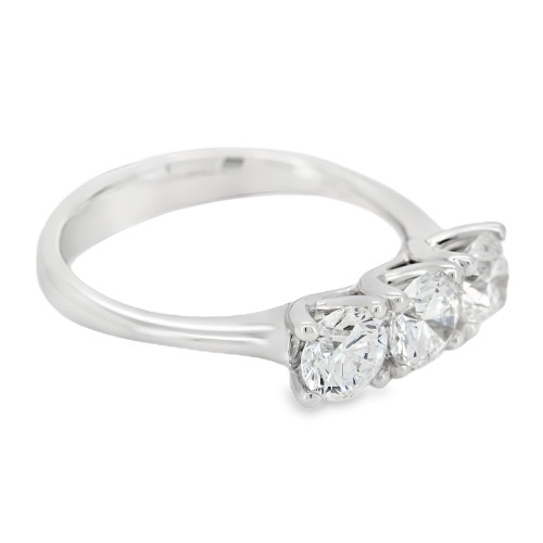 Anello TRILOGY 4GINB Diamante ct 1,50 D IF IGI  Iscizione Laser Oro Bianco 18 kt 4,45 gr