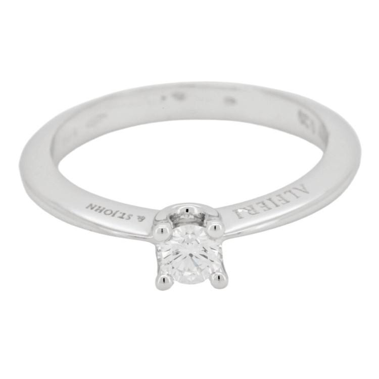 ALFIERI & St JOHN Anello Solitario Diamante ct 0,20 G VVS Oro 18 kt 2,98 gr