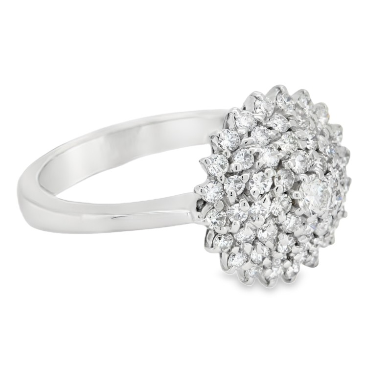 Anello Diamanti Margherita ct 0,10 G VS + 0,84 GH VS2 Oro Bianco 18 kt 5,86 gr