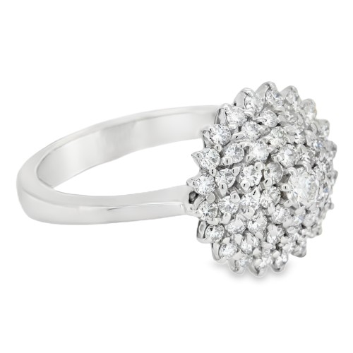 Anello Diamanti Margherita ct 0,10 G VS + 0,84 GH VS2 Oro Bianco 18 kt 5,86 gr