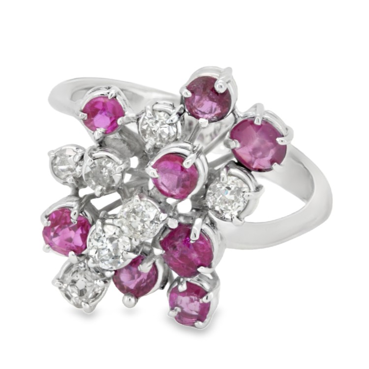 Anello Rubino Diamanti ct 0,36 Oro 18 kt