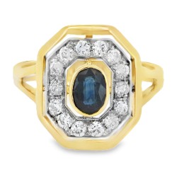 Anello Zaffiro Diamanti ct 0,20 Oro 18 kt 2