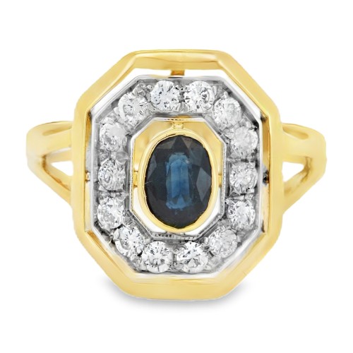 Anello Zaffiro Diamanti ct 0,20 Oro 18 kt