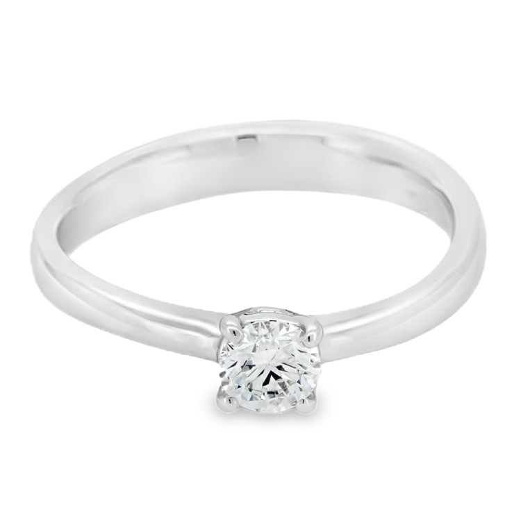 Anello Solitario Diamante Modello 4VAS ct 0,32 F VVS2 VG VG VG Oro bianco 18 kt GIA 5363744110 iscrizione Laser 3,53 gr