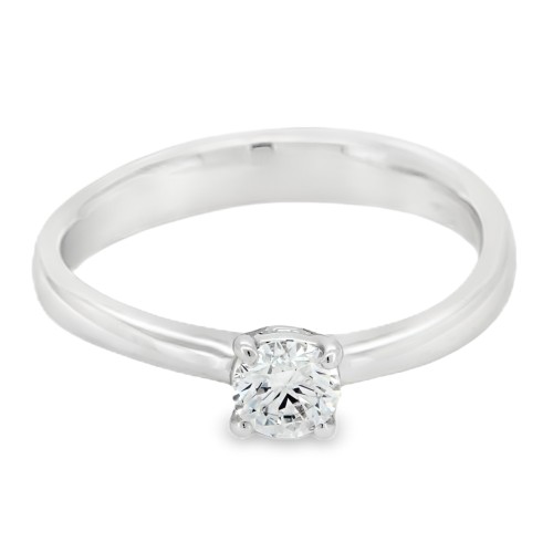 Anello Solitario Diamante Modello 4VAS ct 0,32 F VVS2 VG VG VG Oro bianco 18 kt GIA 5363744110 iscrizione Laser 3,53 gr