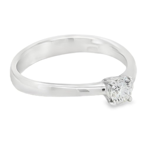 Anello Solitario Diamante Modello 4VAS ct 0,32 F VVS2 VG VG VG Oro bianco 18 kt GIA 5363744110 iscrizione Laser 3,53 gr
