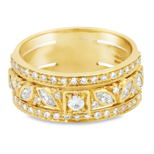 Anello Fascia Diamanti ct 0,54 + M 0,28 Oro 18 kt