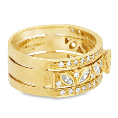 Anello Fascia Diamanti ct 0,54 + M 0,28 Oro 18 kt