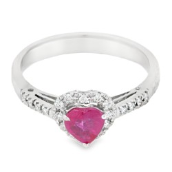 Anello Rubino Cuore Diamanti ct 0,14 Oro 18 kt 2