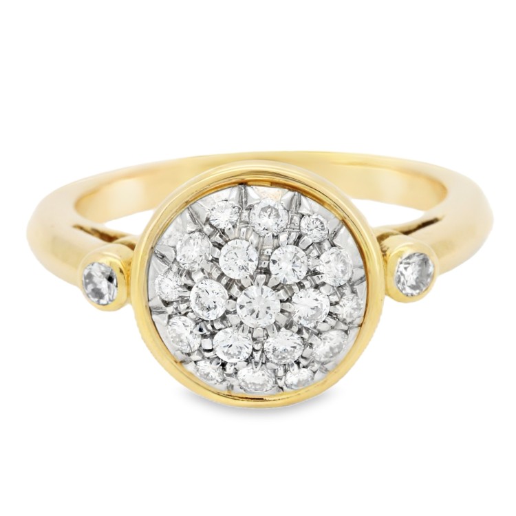 Anello Diamanti Taglio a Brillante ct 0,53 F VVS e Oro Giallo e Bianco 18 kt 7,11 gr