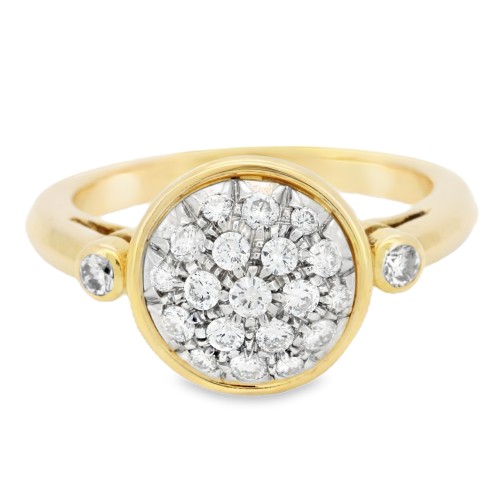 Anello Diamanti Taglio a Brillante ct 0,53 F VVS e Oro Giallo e Bianco 18 kt 7,11 gr