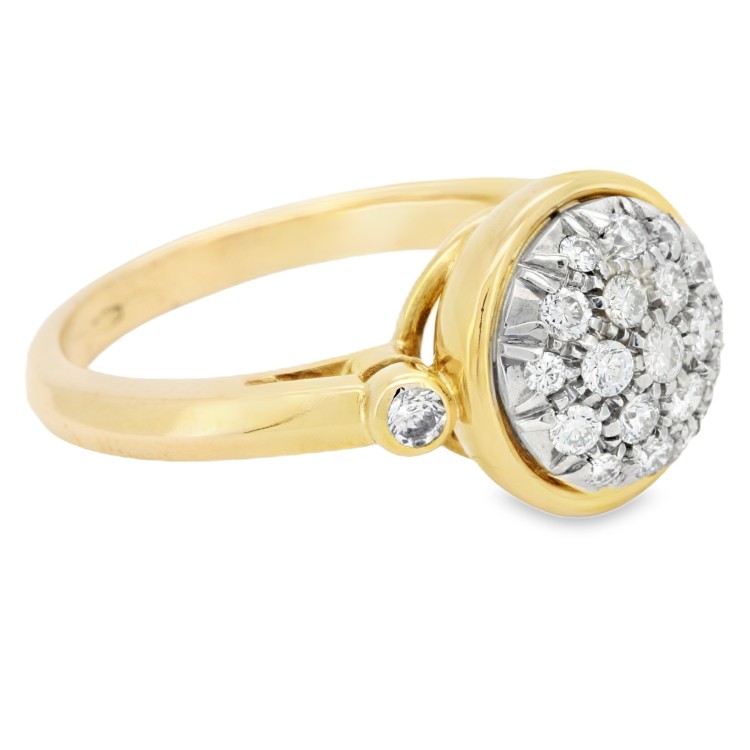 Anello Diamanti Taglio a Brillante ct 0,53 F VVS e Oro Giallo e Bianco 18 kt 7,11 gr