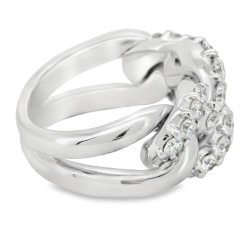 Anello Diamanti Taglio a Brillante ct 1,69 EF VVS Oro Bianco 18 kt 16,75 gr Tipo Grumetta mobile