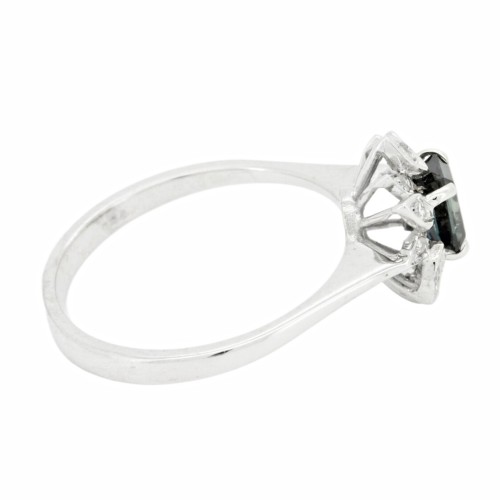 Anello Zaffiro ct 0,22 e Diamanti ct 0,03 Oro 18 kt 6,4 gr