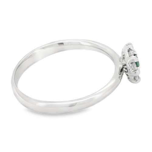 Anello Smeraldo Margherita ct 0,113 misura 7,2 mm Diamanti ct 0,167 F VS Oro 18 kt 2,89 gr
